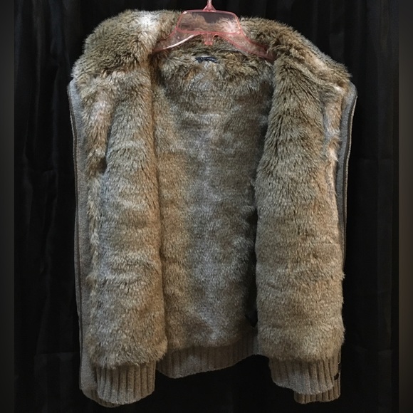 Tommy Hilfiger - Wool Blend Faux Fur Lined Knit Cardigan Fair Isle Print - M - Picture 3 of 11